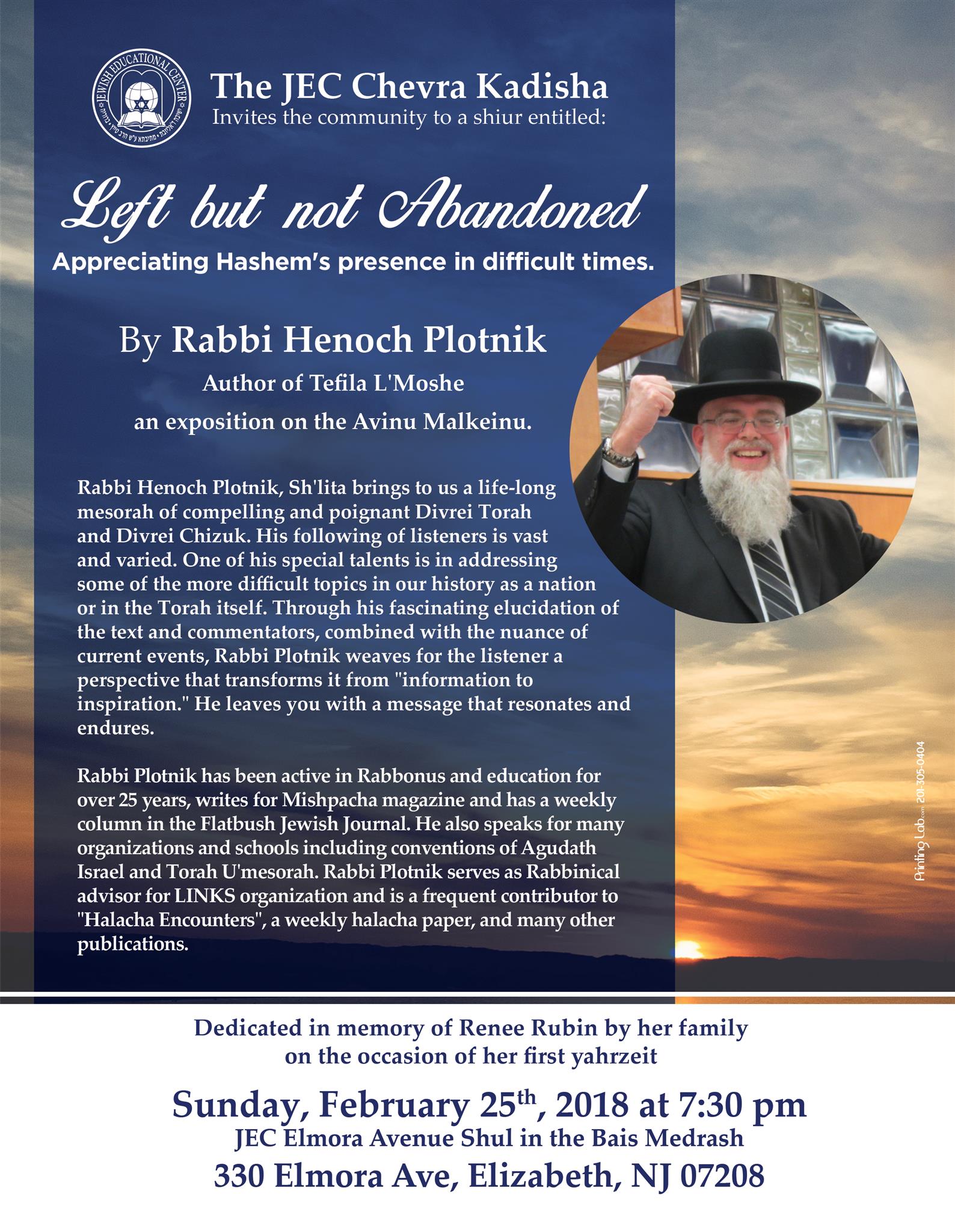 to see the flyer for the Chevra Kadisha program in Feb., click!